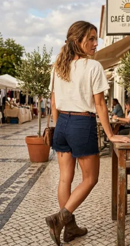Short azul escuro demim collection