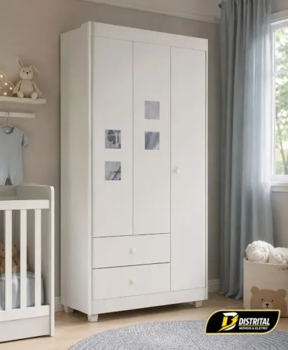 Guarda Roupa Infantil Life 3 Portas 2 Gavetas PRonta Entrega