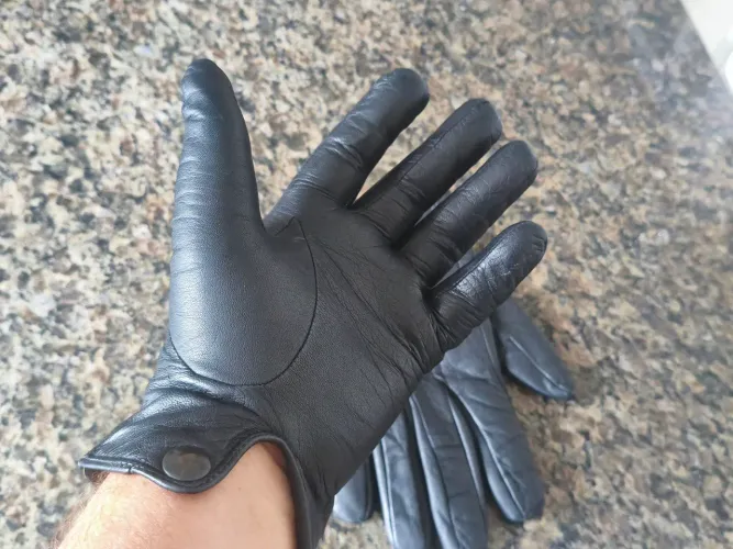Luvas de couro de motociclista 