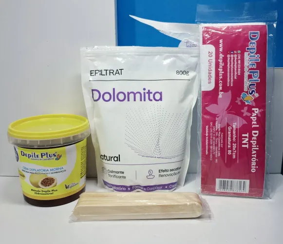 Kit Depilação Completo (Cera 600g + Dolomita + Acessórios)