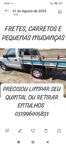 Fretes, mudanças, limpeza e recolhimento de entulhos e etc 