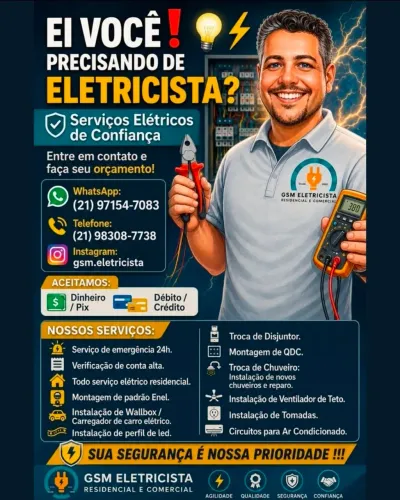 ELETRICISTA EM MARICÁ - ELETRICISTA EM ITAIPUAÇU-GSM ELETRICISTA RESIDENCIAL E COMERCIAL 