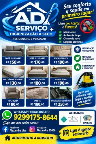 Vendemos higienização a seco