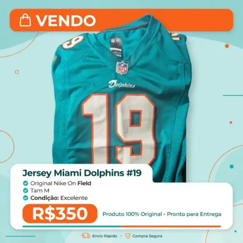 ? DESAPEGO NFL RARO! ? Jersey Miami Dolphins #19 Brandon Marshall ? ORIGINAL Nike On Fi