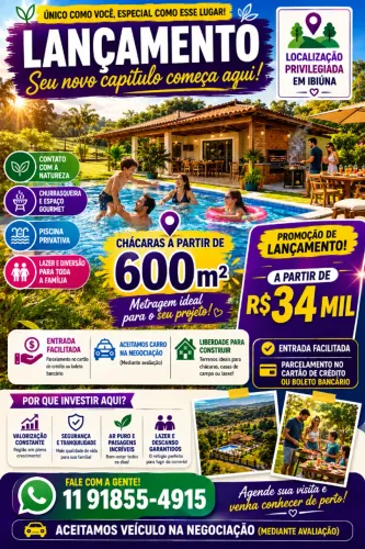 : ? LANÇAMENTO EM IBIÚNA: 1.000m² PARA REALIZAR SEU SONHO ? GARANTA O SEU!