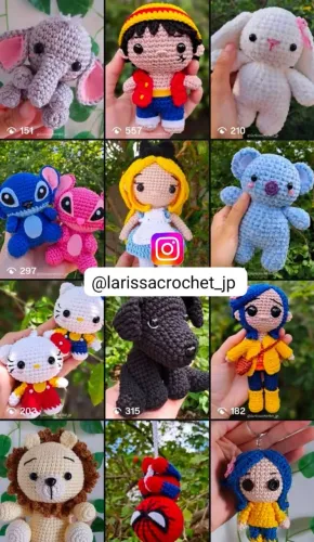 Peças em amigurumi crochê 