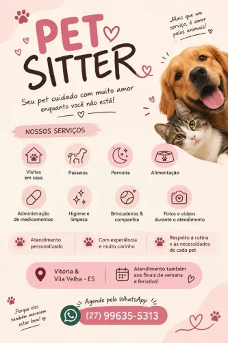 PET SITTER EM VITORIA E VILA VELHA