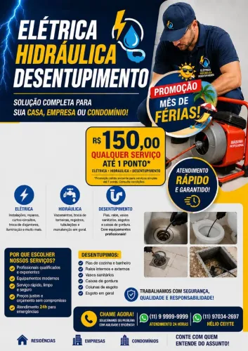 Eletricista encanador desentupimento