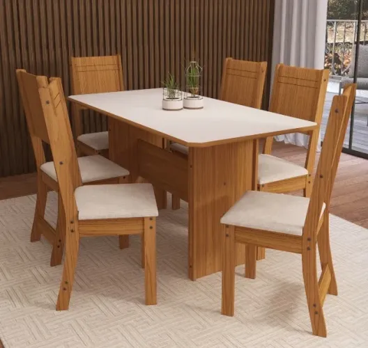 Conjunto de Jantar Verona 150 com 6 Cadeiras Estofadas