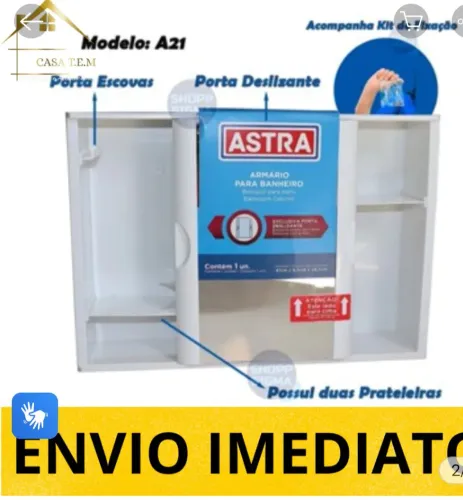 Armário com espelho astra banheiro