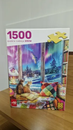 Quebra-Cabeça Gatos e Aurora Boreal (1500 Peças)