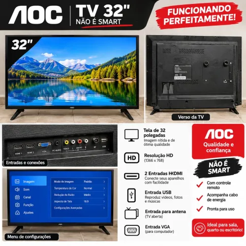 Tv AOC 32 pelegada Não e smart