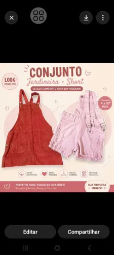 Jardineiras saia e shorts