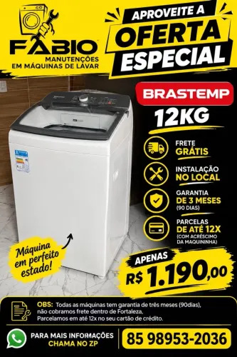 máquina de lavar Brastemp 12kg+frete grátis+instalação grátis+garantia em 12x no cartao