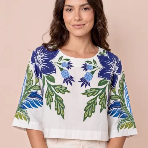 Blusa FARM nova P/M Tropicance