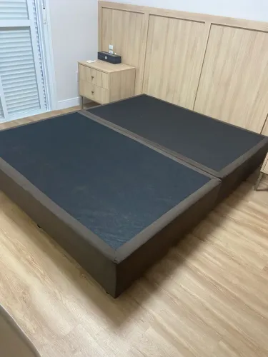 Box QUEEM cama de suede marrom