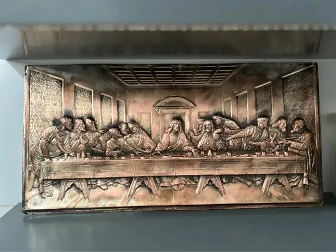 Placa metal Antiga Santa Ceia