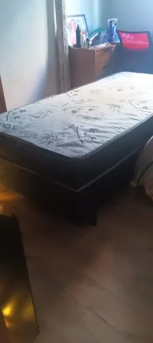 Cama Box Solteiro Conjugada D28 Ortopédico Floral e Preta