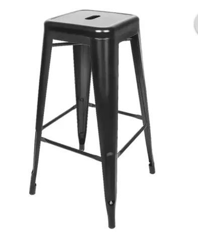 Banqueta / Banco Alto em Aço Preto 76cm