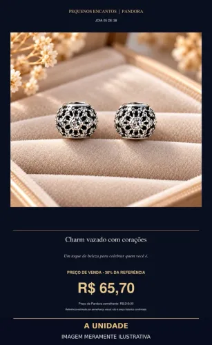 Charm vazado com corações