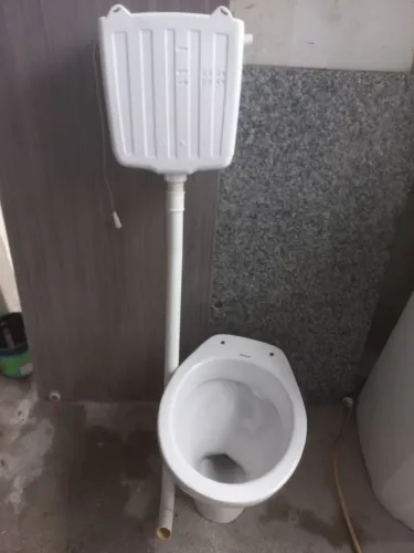 Vendo vaso sanitário com a descarga 