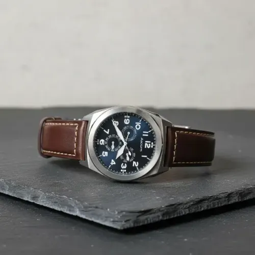 Relógio Akium 45mm Couro Preto Exclusivo ( N Seiko Omega ) Preto Aço Cinza MULTICALENDARIO