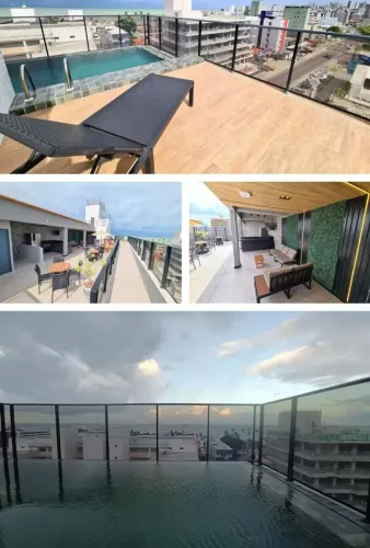 Flat mobiliado vista mar com 1 dormitório à venda, 30 m² por R$ 490.000 - Jardim Oceania -