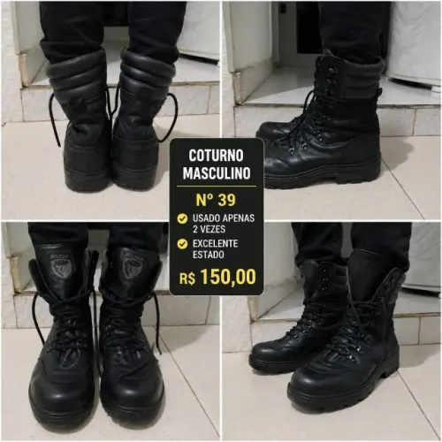 Coturno militar/motoboy - preto - nº39 novo