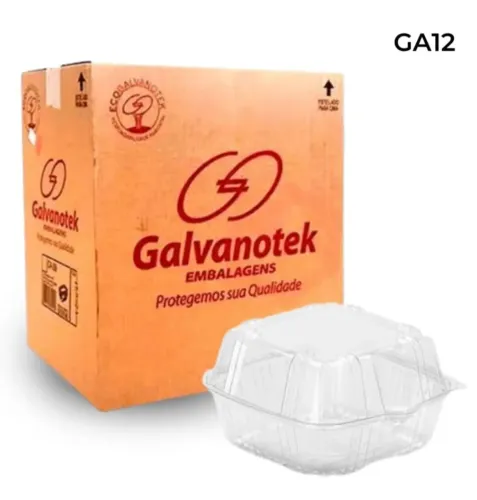 Hamburgueira GA12 Galvanotek Premium Delivery descartáveis cristal