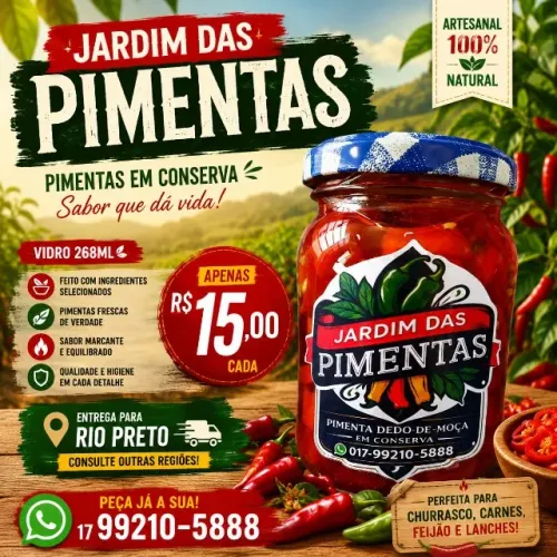 Pimenta Dedo-de-Moça em Conserva 268ml | Jardim das Pimentas