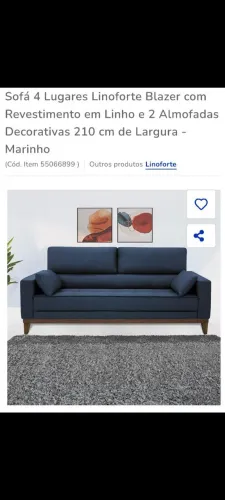 Sofá Linoforte 4 lugares azul