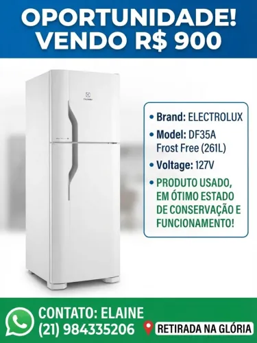 Geladeira Electrolux DF35A Frost Free 261L 127V - Ótimo Estado!
