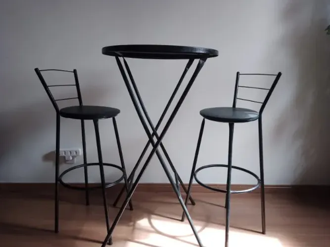 Mesa Bistrô Aço - Retrátil + 02 banquetas