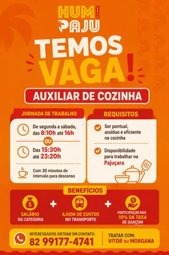 Vaga para auxiliar de cozinha