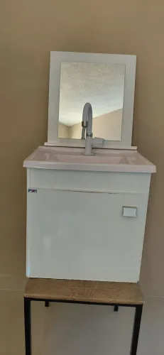 Armário para Banheiro MGM Iris com Espelho e Pia, Branco - 44.8 cm