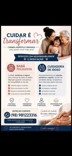 Babá folguista e cuidadora de idosos
