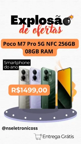 Smartphone Xiaomi Poco M7 Pro 5G 256GB 8GB RAM Silver Preto Verde Entregamos Gratis