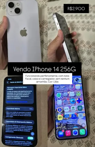 Iphone 14 de 256g Cor: roxo