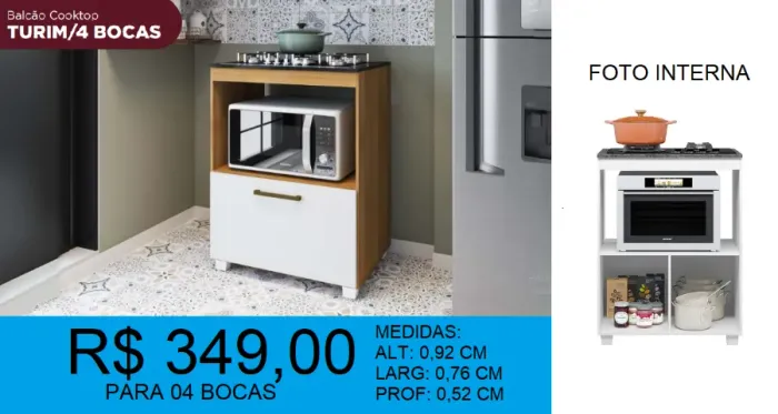 BALCAO KOOKTOP -PARA 4 BOCAS- DUAS CORES DISPONIVEIS = TEMOS PRONTA ENTREGA