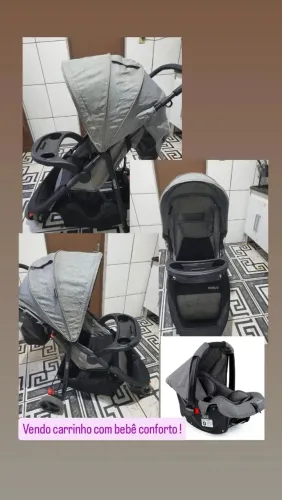 Carrinho de bebê e bebê conforto cosco