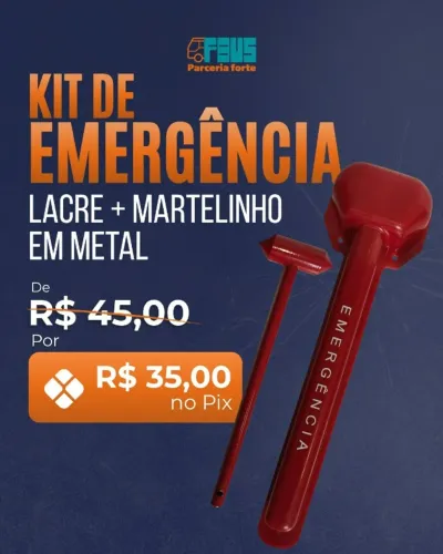 Kit Emergência Ônibus/Vans - Martelinho Metal + Suporte Lacre