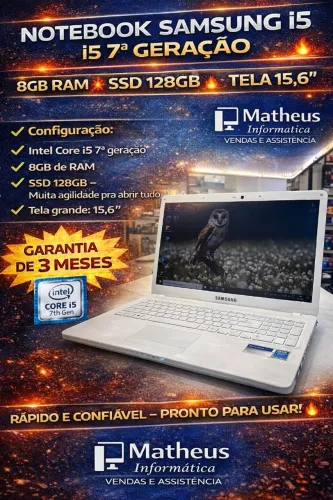 VENDO NOTEBOOK SAMSUNG I5 COM SSD + GARANTIA EM ATE 10X