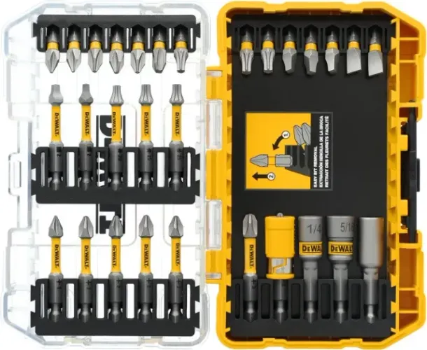 Kit Dewalt Bits Parafusadeira Soquetes Sextavados, Encaixe Phillips e Torx, com Maleta 30