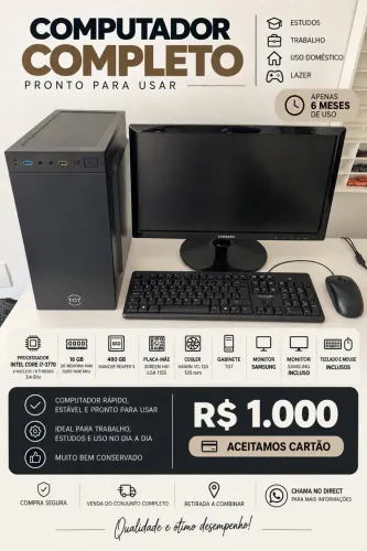 Computador Completo Core i7 + 16GB RAM + SSD 480GB