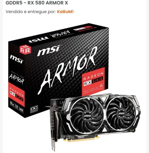 PLACA DE VÍDEO Radeon RX 580 8G G5 ARMOR X