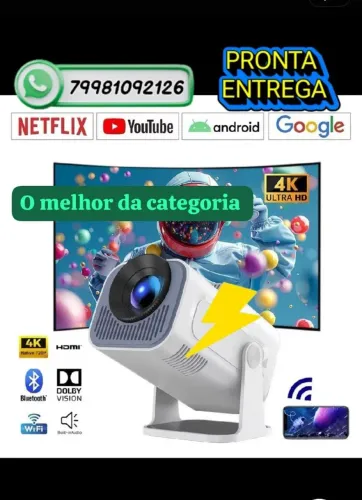 Projetor Portátil de imagem HY320 atualizado com 5G WiFi integrado e Android