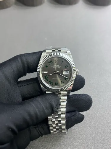 Rolex Datejust Wimbledon 41mm Premium Automático Aço 904L Linha Luxo