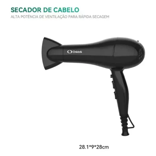 Secador De Cabelo De Alta Performance 1800w 127v Cor Preto Onistek