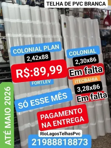 Telhas de PVC Branca PAGUEM NA ENTREGA