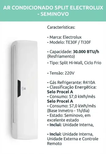 Ar Condicionado Split Electrolux 30.000 BTU/h